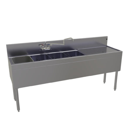 Glastender FSA-72L-S Underbar Sink Unit Four Compartment 72"W X 19"D