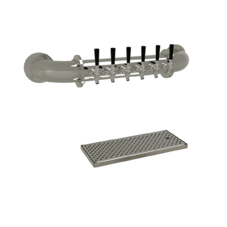 Glastender PW-6-MF Pipe Wall Draft Dispensing Tower Wall Mount (6) Stainless Steel Faucets (handles Not Included)
