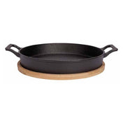 Tableware Solutions USA 5916005 Au Gratin Cast Iron Dish With Wooden Base 28 Oz.