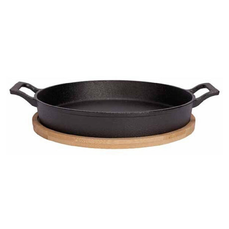 Tableware Solutions USA 5916005 Au Gratin Cast Iron Dish With Wooden Base 28 Oz.
