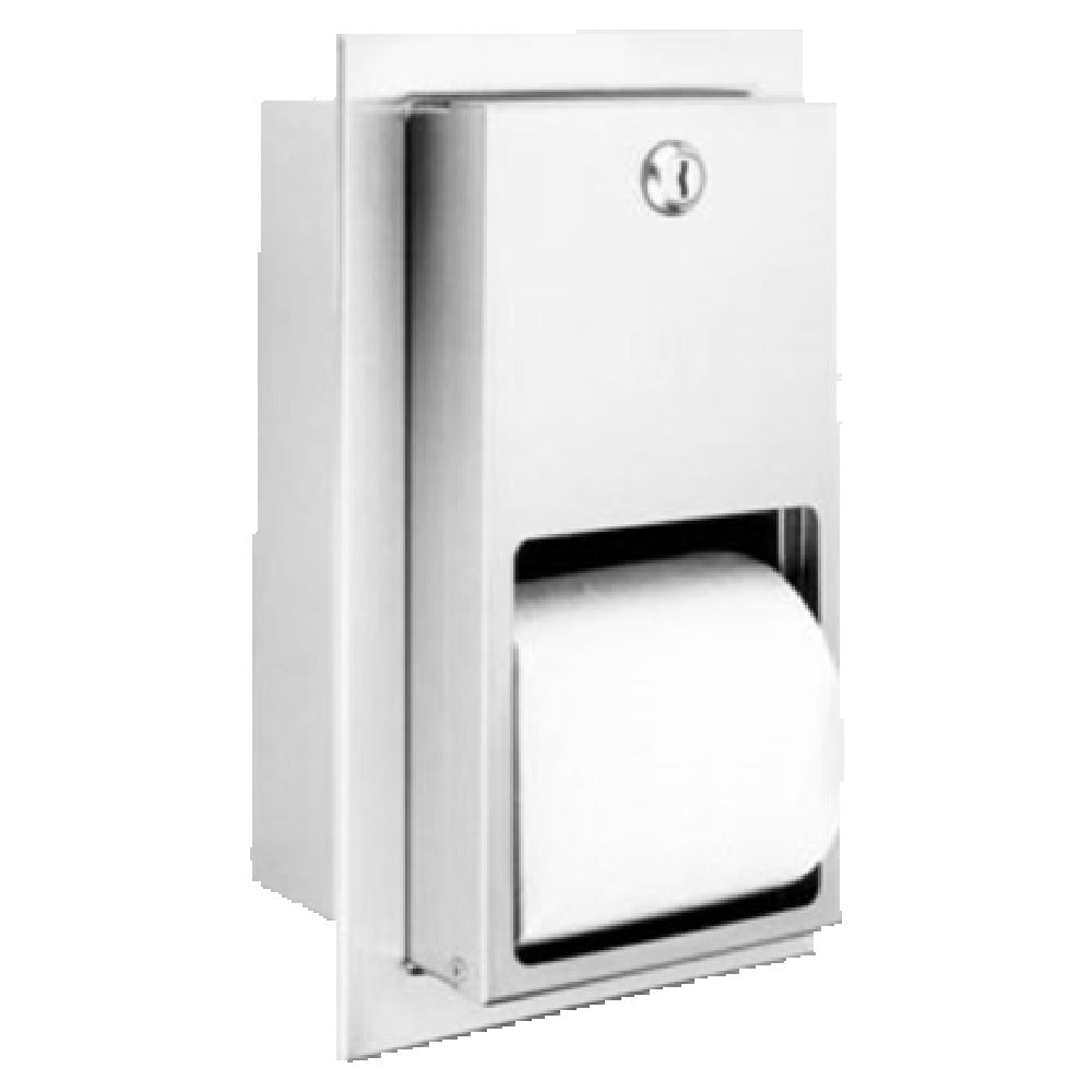Franklin Machine Products 141-1089 Bradley Reserve Roll Toilet Tissue Dispenser Holds 2 Rolls 5-3/4" X 10-1/2" H Rough Wall Opening