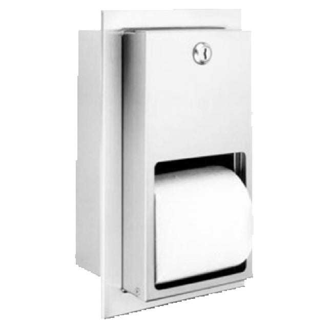 Franklin Machine Products 141-1089 Bradley Reserve Roll Toilet Tissue Dispenser Holds 2 Rolls 5-3/4" X 10-1/2" H Rough Wall Opening