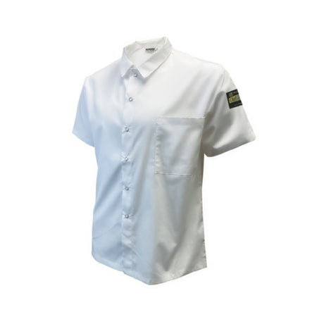 Thunder Group CJ810WHM Chef Regalia Snap-Button Short Sleeve Shirts Medium 65/35 Poly/cotton