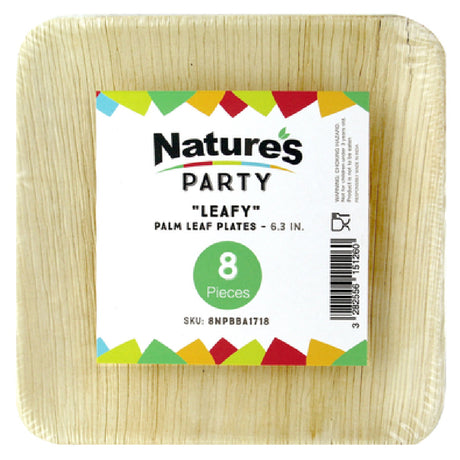 PacknWood 8NPBBA1718 - Leafy Plate, 6.3"L X 6.3"W, Square