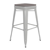 Flash Furniture CH-31320-30-WH-PL2G-GG Kai Bar Stool 500 Lb. Weight Capacity Backless