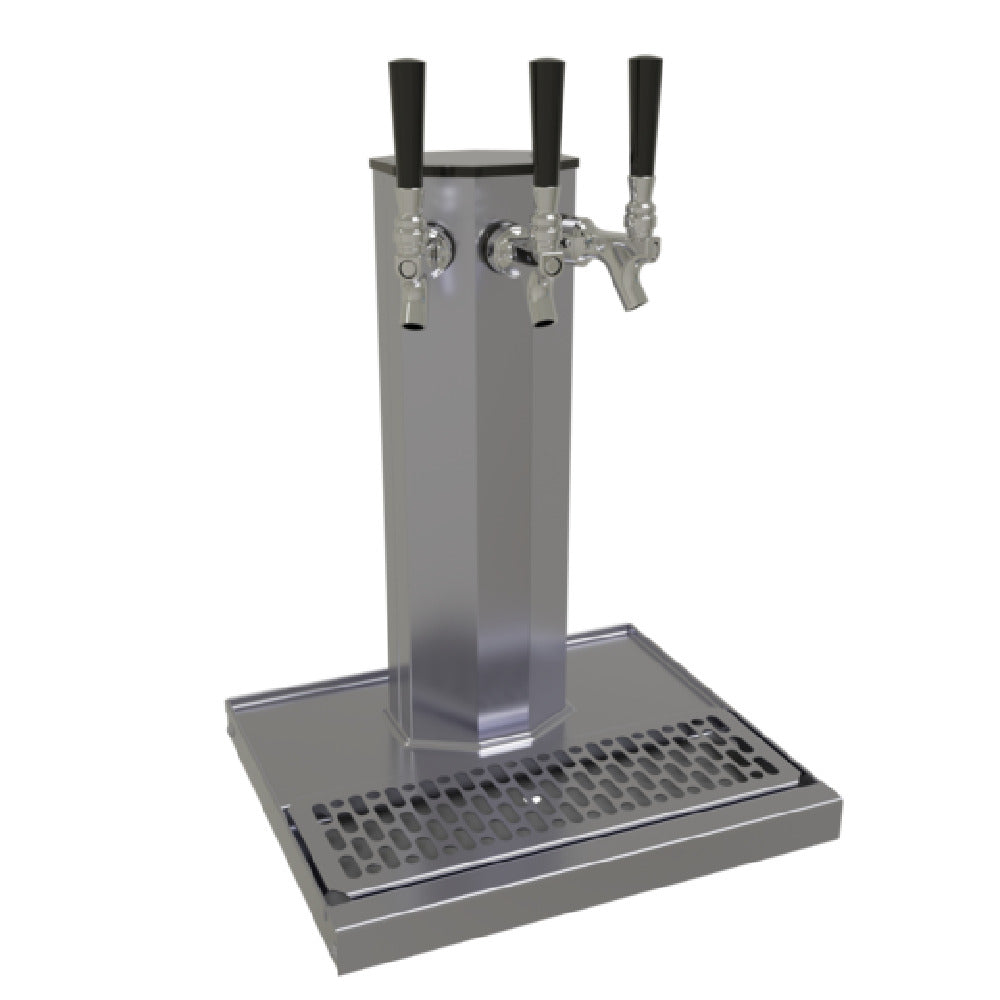 Glastender CT-3-SS Column Draft Dispensing Tower Countertop (3) Stainless Steel Faucets (handles Not Included)