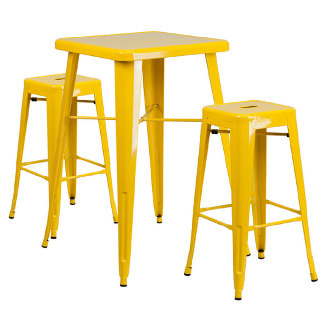 Flash Furniture CH-31330B-2-30SQ-YL-GG Table And Bar Stool Set Includes (1) 27-3/4"W X 27-3/4"D X 40"H Table