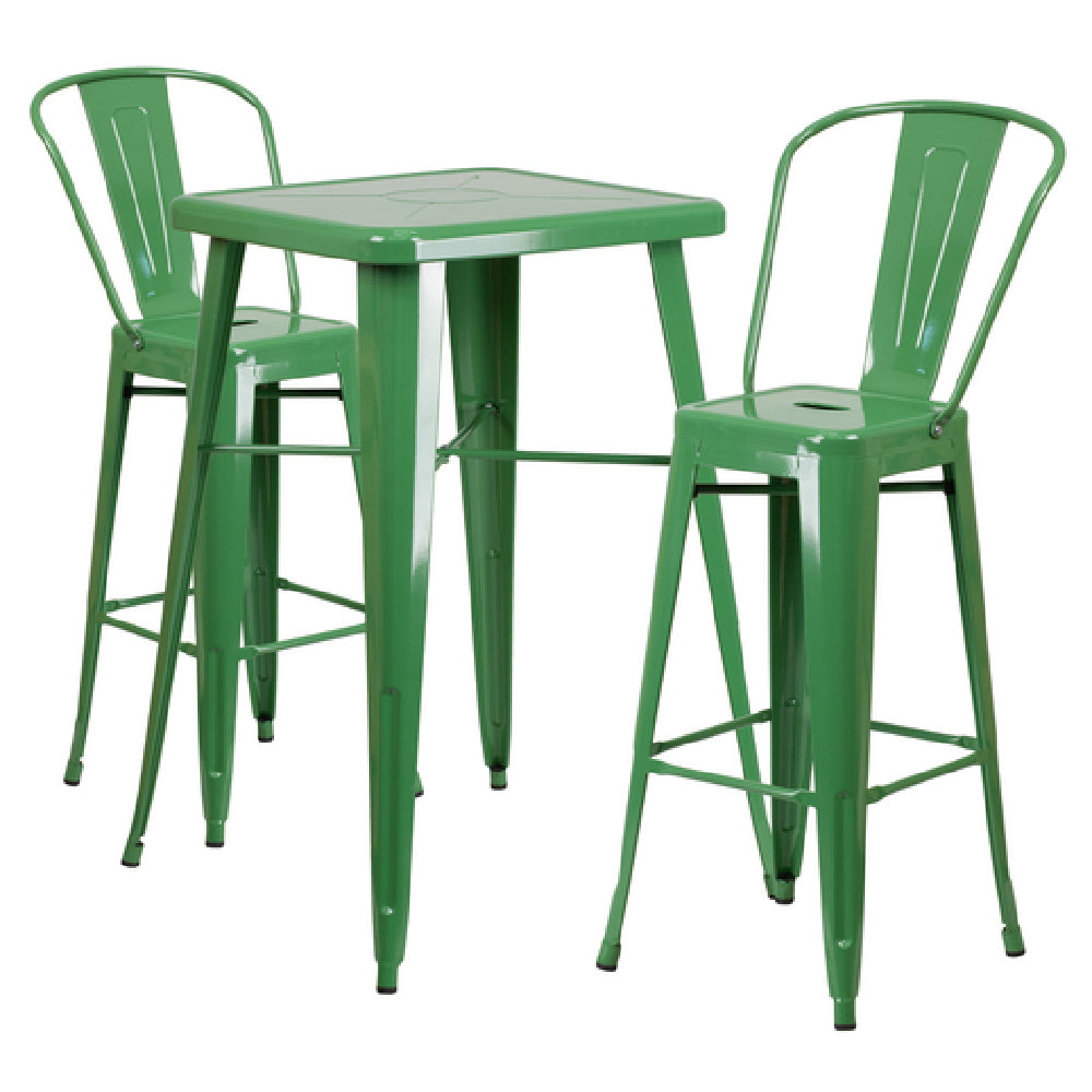 Flash Furniture CH-31330B-2-30GB-GN-GG Table And Bar Stool Set Includes (1) 27-3/4"W X 27-3/4"D X 40"H Table