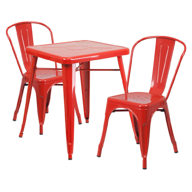 Flash Furniture CH-31330-2-30-RED-GG Table And Chair Set Includes (1) 23-3/4"W X 23-3/4"D X 29"H Table (footprint: 27-3/4"W X 27-3/4"D)