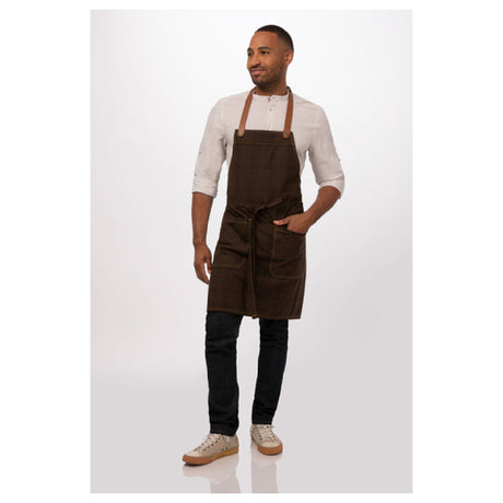 Chef Works ABR01-BRO-0 Olympia Bib Apron 32"L X 36-1/2"W Adjustable/removable Neck Strap (sold Separately)