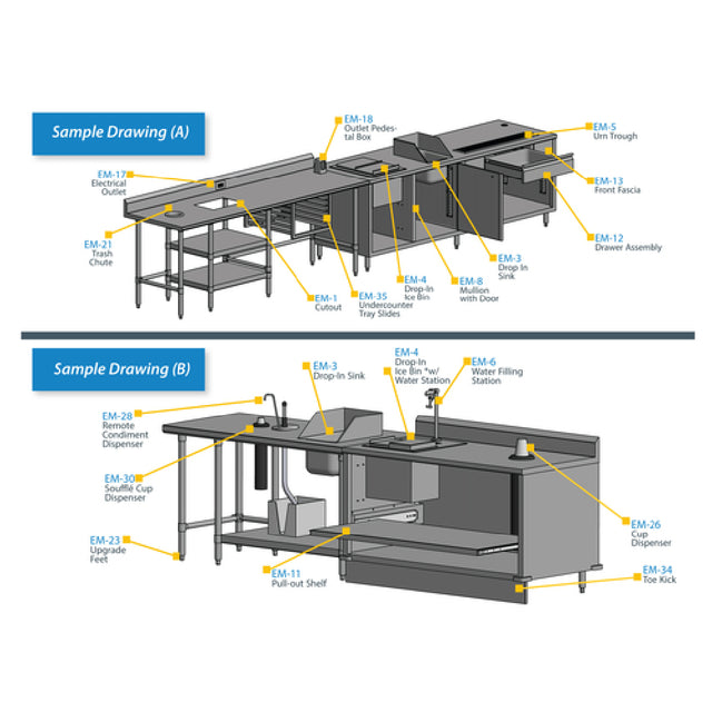 BK Resources EM-7-2 Lever Drain Brackets Install 2 Lever Brackets To 2-compartment Sink (labor + Brackets)