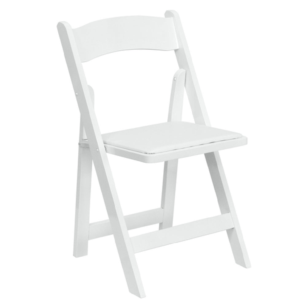 Flash Furniture XF-2901-WH-WOOD-GG Hercules Series Folding Chair Lightweight White Padded Vinyl Upholstered Seat