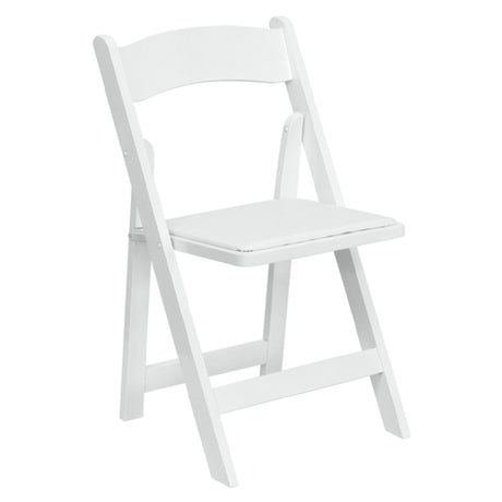 Flash Furniture XF-2901-WH-WOOD-GG Hercules Series Folding Chair Lightweight White Padded Vinyl Upholstered Seat