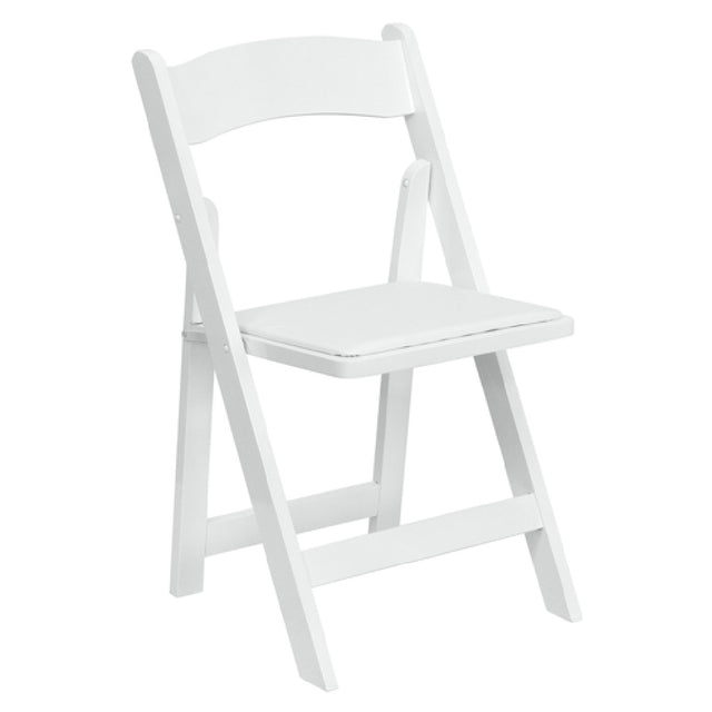 Flash Furniture XF-2901-WH-WOOD-GG Hercules Series Folding Chair Lightweight White Padded Vinyl Upholstered Seat