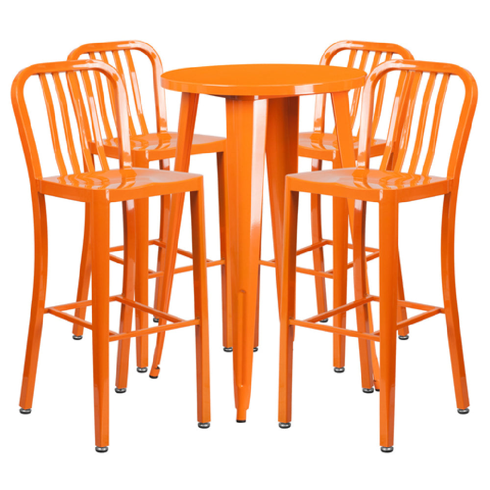 Flash Furniture CH-51080BH-4-30VRT-OR-GG Table And Bar Stool Set Includes (1) 24" Dia. X 41"H Table