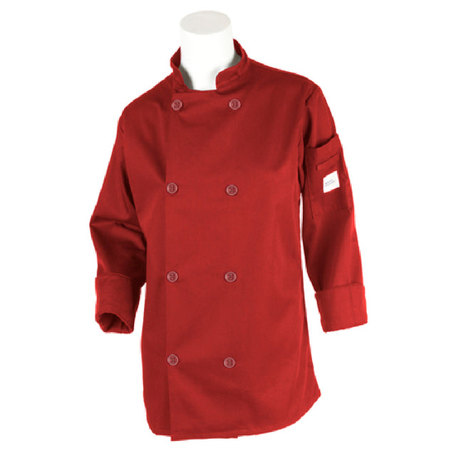 Mercer Culinary M60020RD1X Millennia® Women's Chef Jacket (8) Traditional Buttons Shoulder Pocket