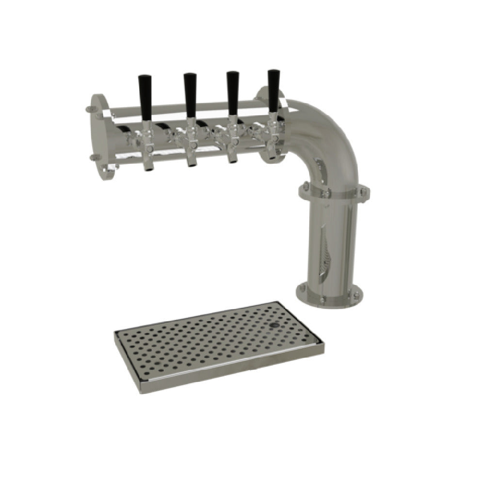 Glastender PC-4-MFR Pipe Cantilever Draft Dispensing Tower Countertop (4) Stainless Steel Faucets (handles Not Included)