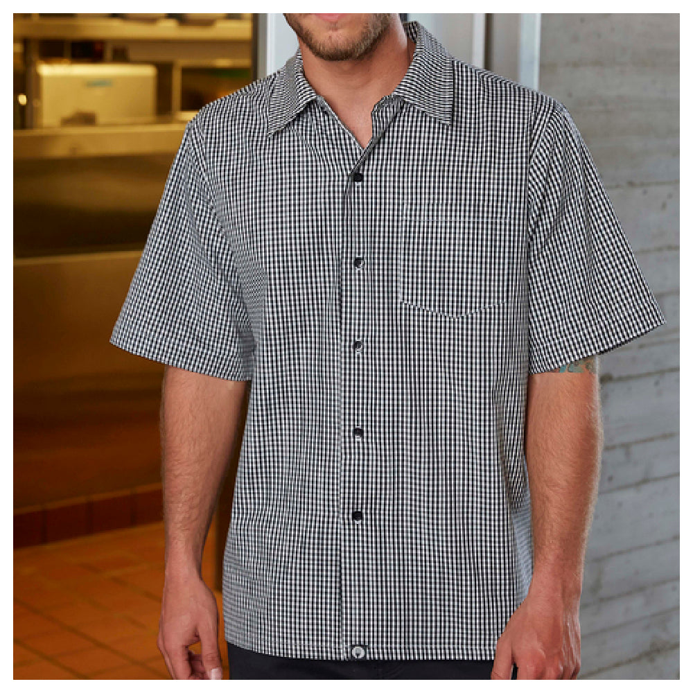 Chef Works CSCKBWCS Cook Shirt Short Sleeves Black Buttons