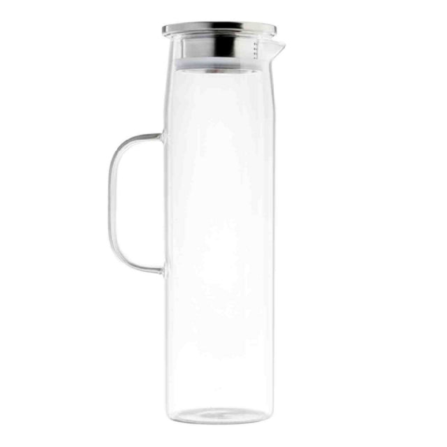 TableCraft Products 12902 - Glass Pitchers, 50 Oz., With Stainless Steel Dispensing Lids