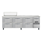 Continental Refrigerator RA93N10-D Refrigerated Base Sandwich Unit 93"W 300 Series Stainless Steel Top With (10) 1/6 Size X 4" Deep Pans
