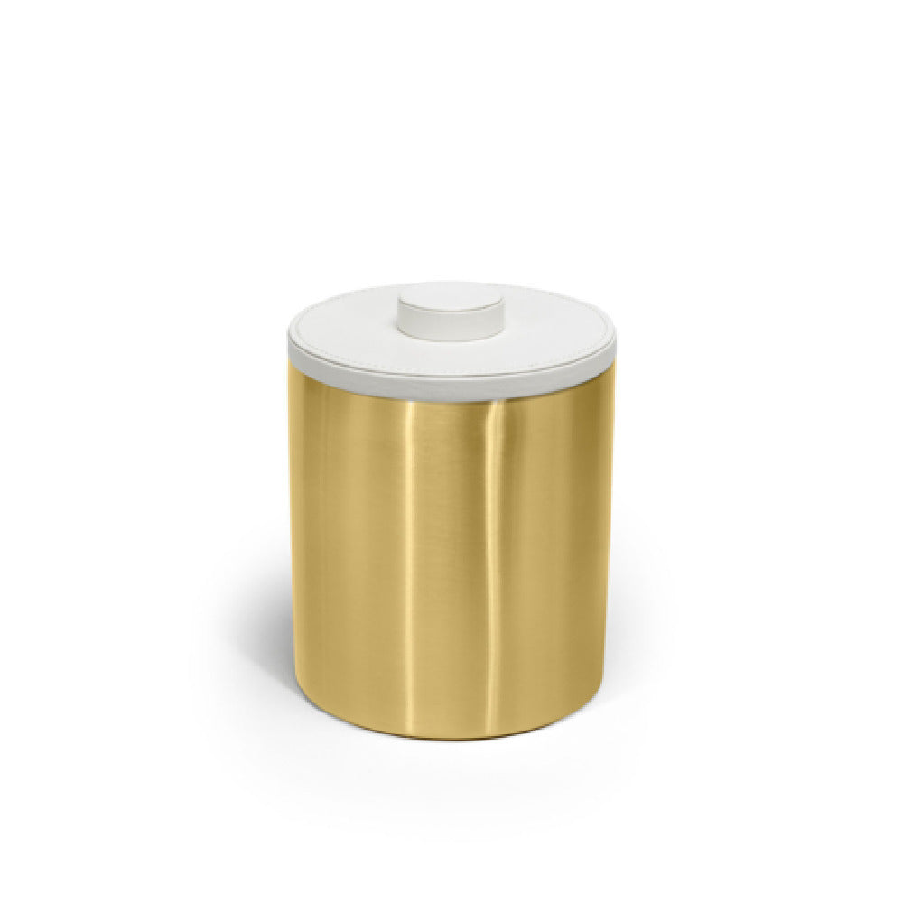 FOH RIB068GOS21 2qt Round Stainless Ice Bucket Matte Brass With London White Lid