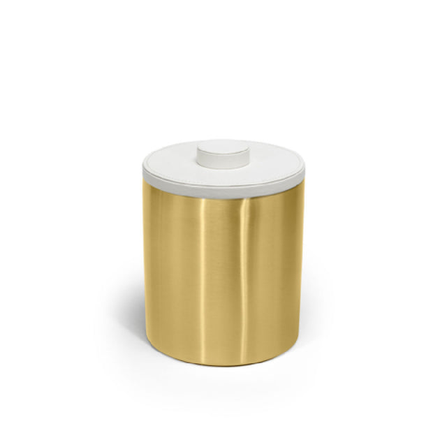 FOH RIB068GOS21 2qt Round Stainless Ice Bucket Matte Brass With London White Lid