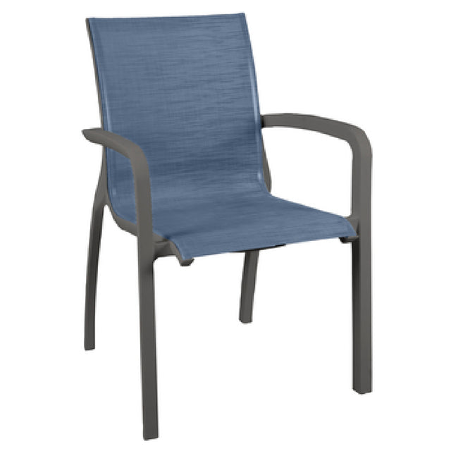 Grosfillex XA007288 Sunset Stacking Armchair Designed For Outdoor Use Textilene Fabric Sling