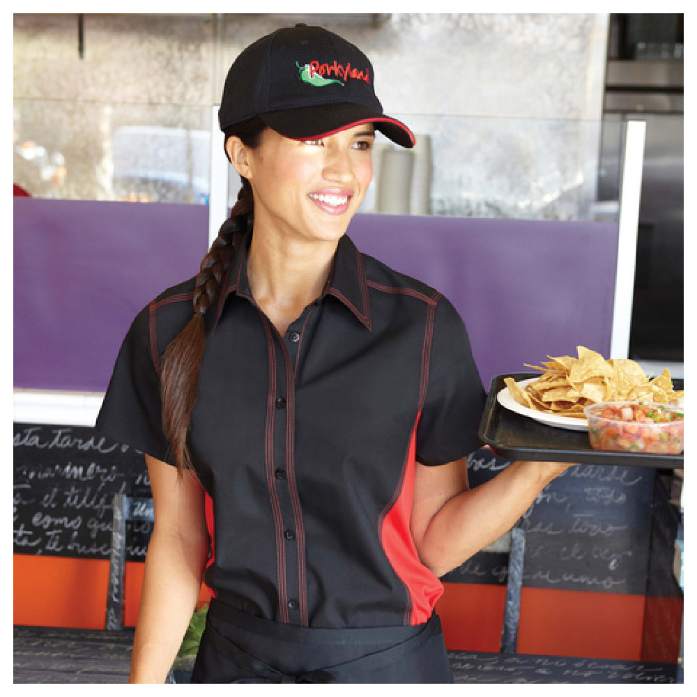 Chef Works CSWC-BLM-S Women's Universal Shirt Short Sleeves Cool Vent™ Panels Down Both Sides