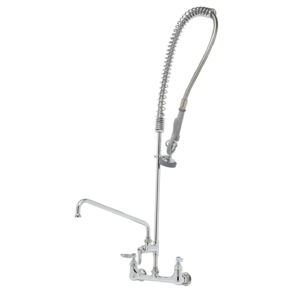 T&S Brass B-0133-A14-CCB EasyInstall Pre-Rinse Unit Spring Action 8" Wall Mount With 14" Add-on Faucet