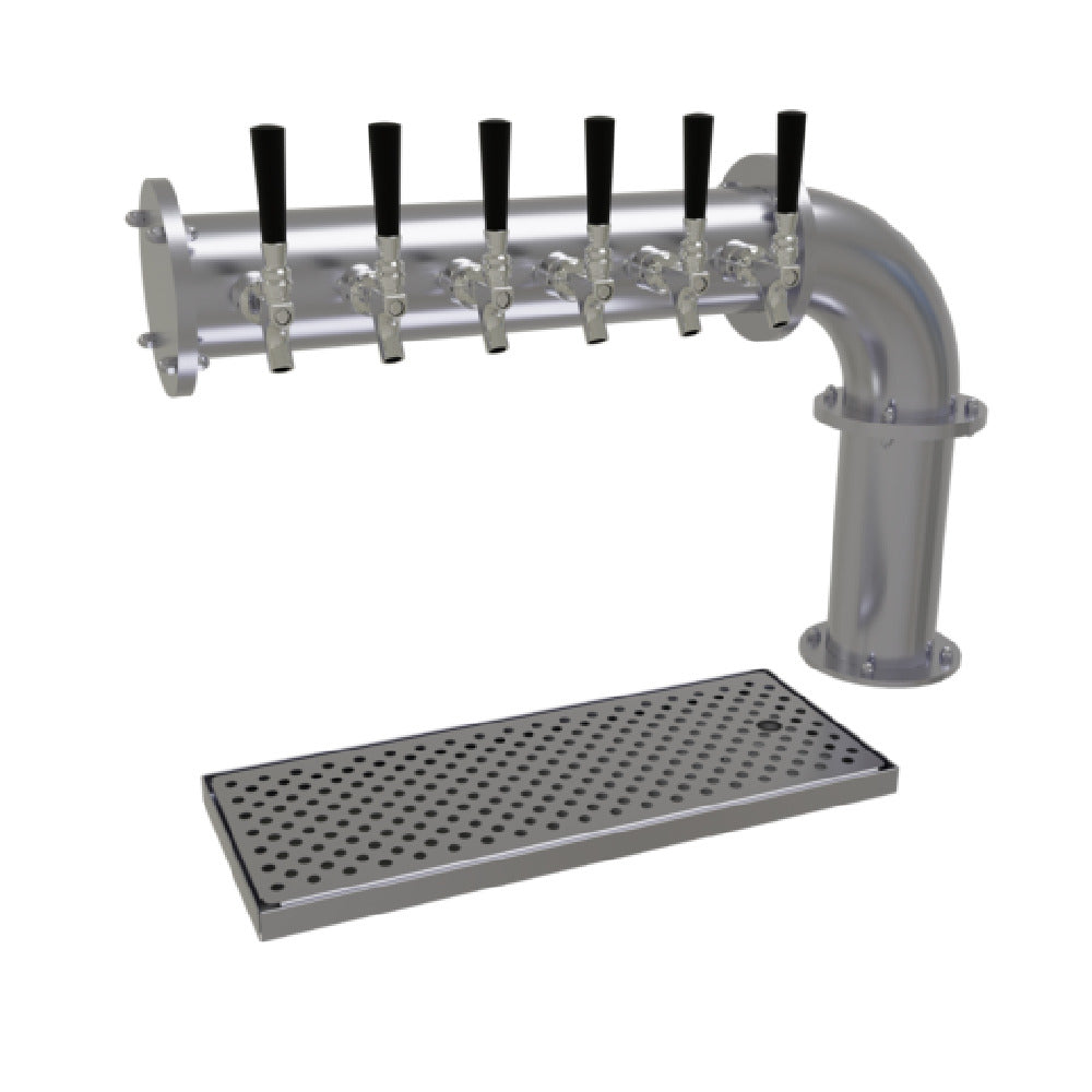 Glastender PC-6-SSR Pipe Cantilever Draft Dispensing Tower Countertop (6) Stainless Steel Faucets (handles Not Included)