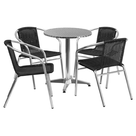 Flash Furniture TLH-ALUM-24RD-020BKCHR4-GG Table & Chair Set Includes (1) 23-1/2" Dia. X 27-1/2"H Table