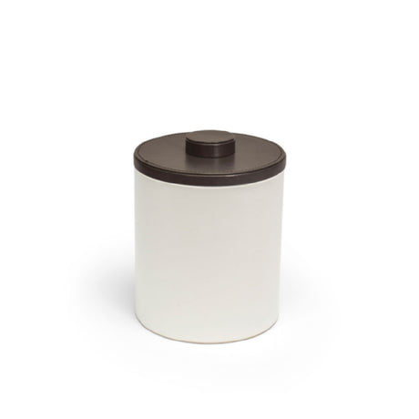 FOH RIB057WHL21 2qt Round London Ice Bucket White With Brown Lid Includes One RIB014WHL21-BTM 2qt Round London Ice Bucket Base White