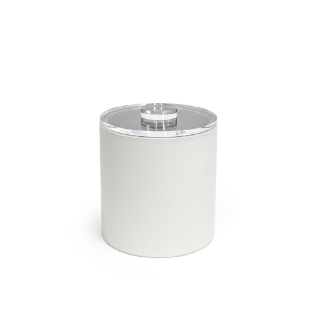 FOH RIB020WHL21 3.5qt Round London Ice Bucket White With Acrylic Lid Includes One RIB017WHL21-BTM 3.5qt Round London Ice Bucket Base White
