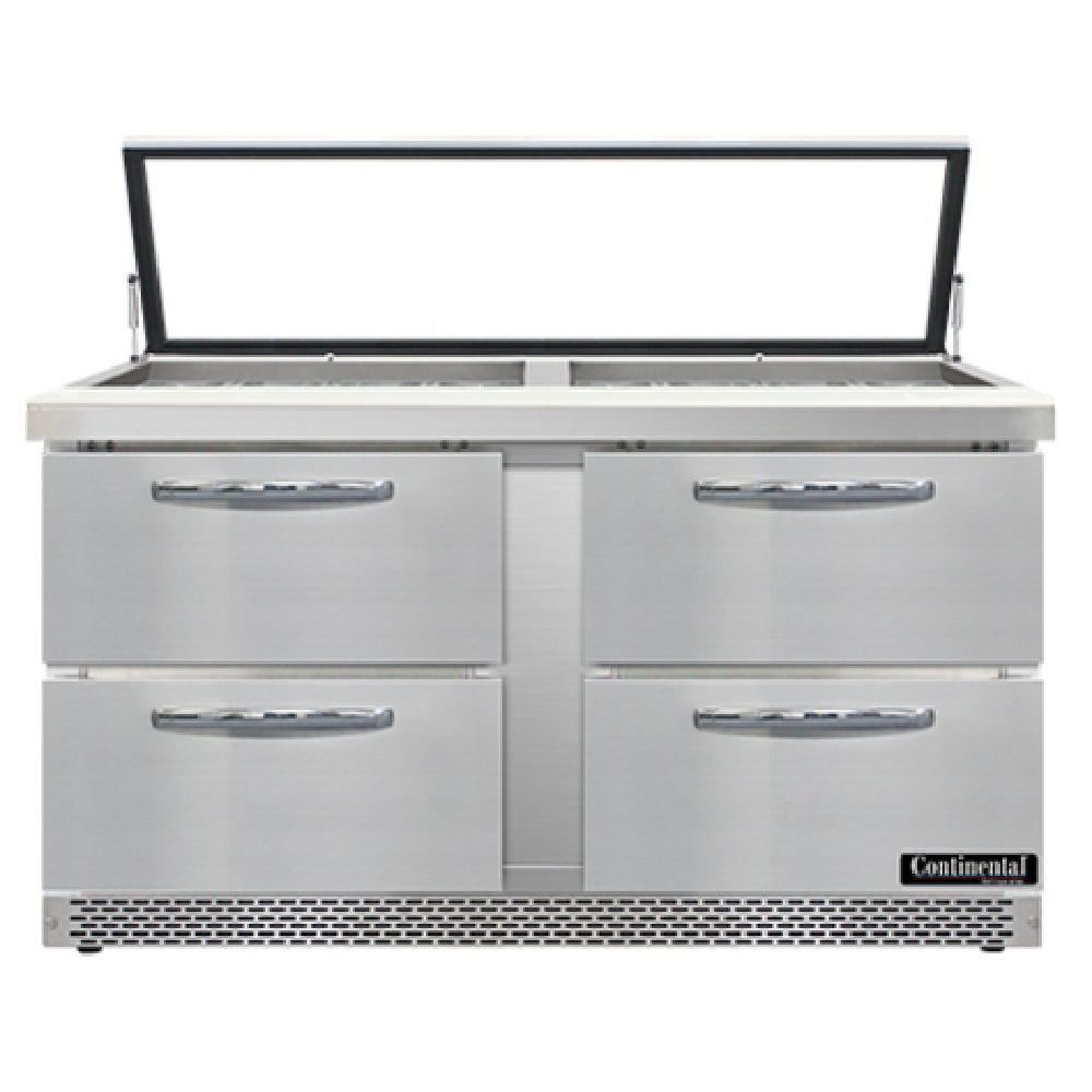 Continental Refrigerator SW60N24M-HGL-FB-D Mighty Top Sandwich Unit With Hinged Glass Lid