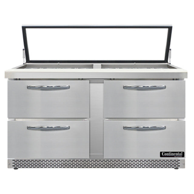 Continental Refrigerator SW60N24M-HGL-FB-D Mighty Top Sandwich Unit With Hinged Glass Lid