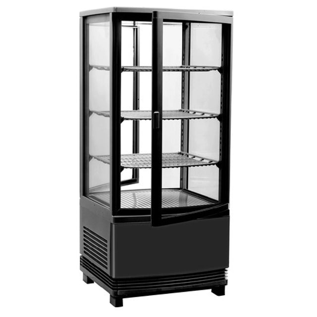 BakeMax BMRCD02 Titan Series Refrigerated Display Case Countertop Pass-thru Double Doors