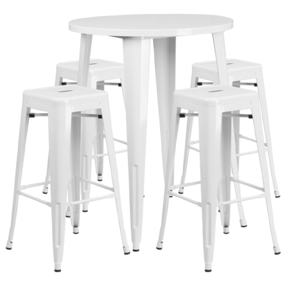 Flash Furniture CH-51090BH-4-30SQST-WH-GG Table And Bar Stool Set Includes (1) 30" Dia. X 41"H Table