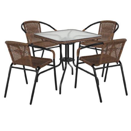 Flash Furniture TLH-073SQ-037BN4-GG Table & Chair Set Includes (1) 28"W X 28"D X 28"H Table