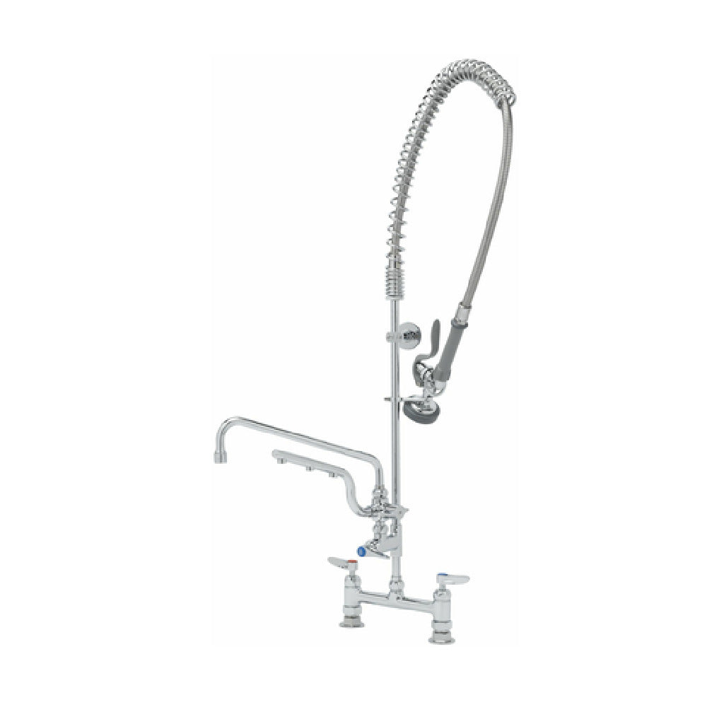 T&S Brass B-0123-U12-CR-B UltraRinse 8” Deck Mount Mixing Faucet With Polished Chrome Plated Brass Body