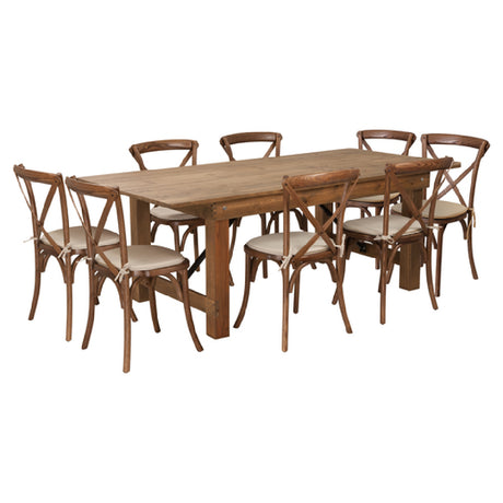 Flash Furniture XA-FARM-10-GG Hercules Series Farm Table Set Antique Rustic Design