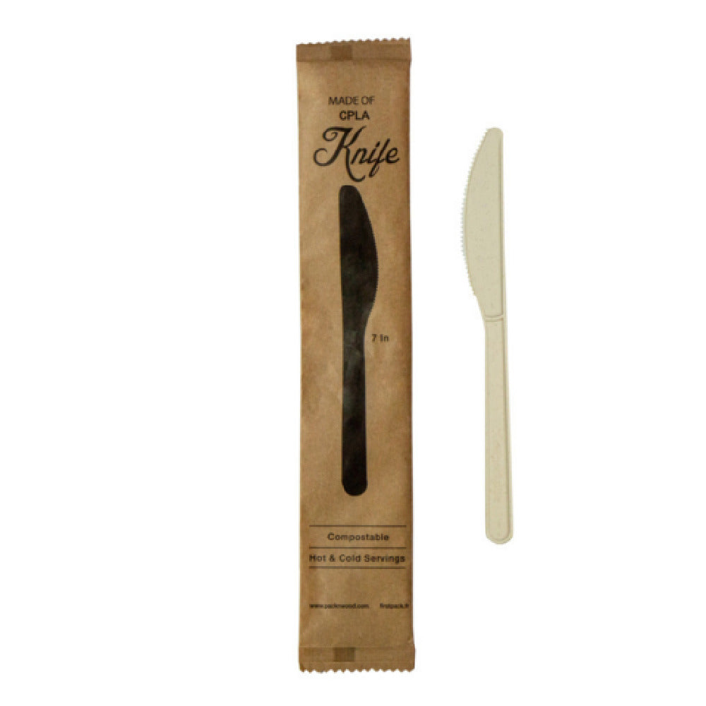 PacknWood 210CVPL722BBW - Bamboo Fiber Fork, 7"L, Wrapped Compostable & Heat Proof Corn