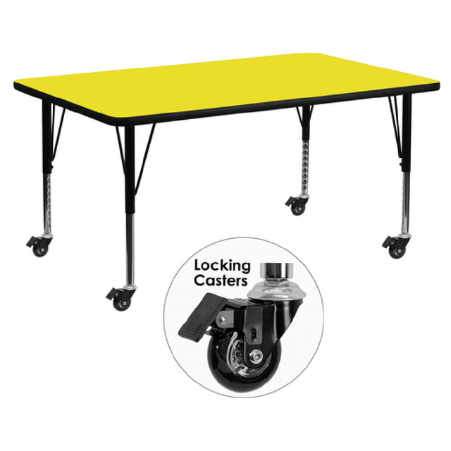 Flash Furniture XU-A3072-REC-YEL-H-P-CAS-GG Activity Table 72"W X 30"D X 17-1/2" To 25-1/2" Adjustable Height