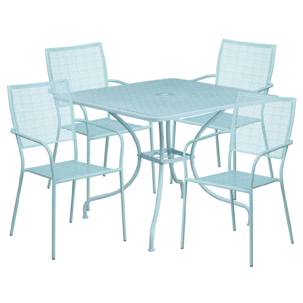 Flash Furniture CO-35SQ-02CHR4-SKY-GG Patio Table Set Includes (1) Table: 35-1/2"W X 35-1/2"D X 28-3/4"H