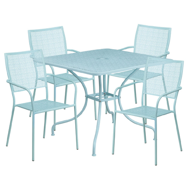 Flash Furniture CO-35SQ-02CHR4-SKY-GG Patio Table Set Includes (1) Table: 35-1/2"W X 35-1/2"D X 28-3/4"H