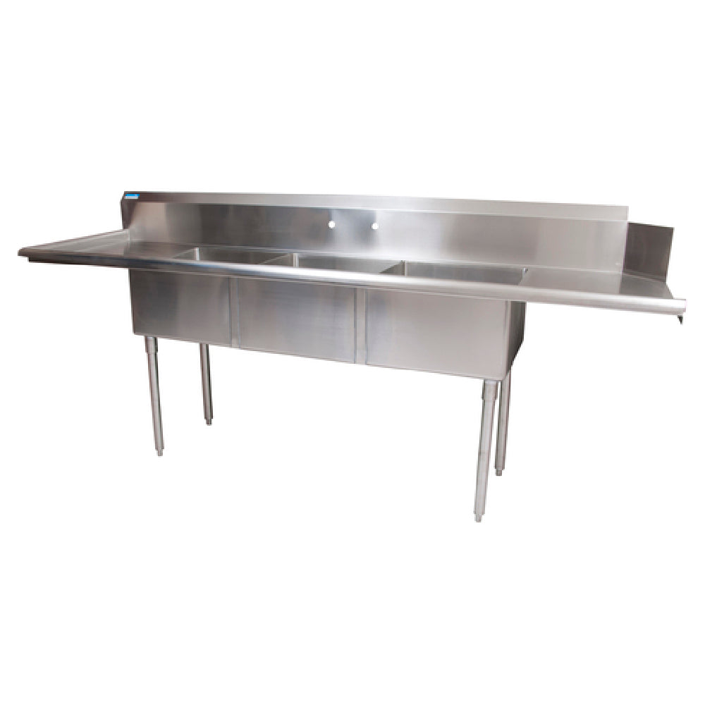 BK Resources BKSDT-3-20-12-20LS Soiled Dishtable & Three-Compartment Sink 100"W X 30-1/2"D X 44"H Overall Size