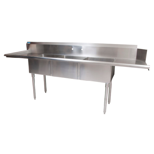 BK Resources BKSDT-3-20-12-20LS Soiled Dishtable & Three-Compartment Sink 100"W X 30-1/2"D X 44"H Overall Size