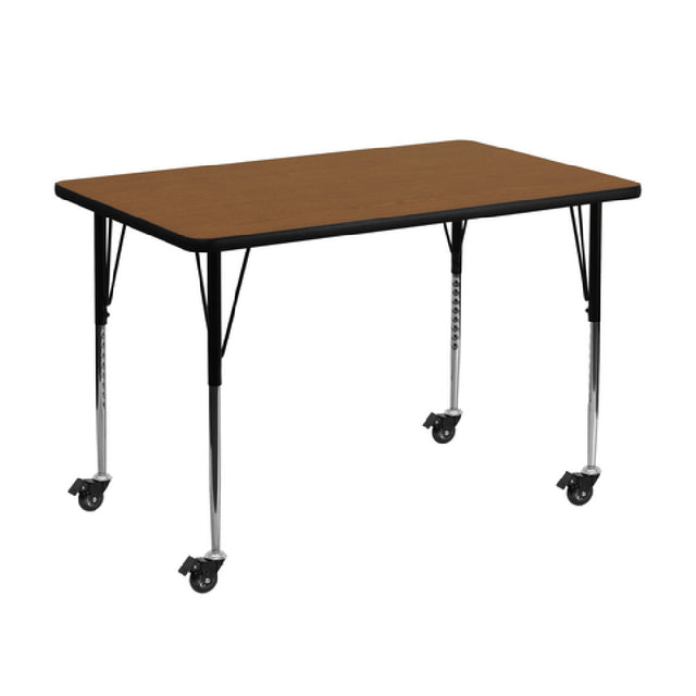 Flash Furniture XU-A3048-REC-OAK-H-A-CAS-GG Activity Table 48"W X 30"D X 22-2/5" To 30-1/2" Adjustable Height