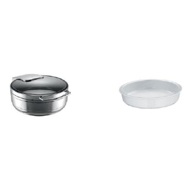 Bauscher Hepp 55.0001.6090 - Chafing Dish Promo Kit, Includes: (1) Round Induction Chafing Dish (55.0001.6040) & (3) 131.3 Oz. Porcelain Inserts (60.3072.9990)
