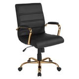 Flash Furniture GO-2286M-BK-GLD-GG Whitney Executive Swivel Office Chair 37" To 40-3/4" Adjustable Height