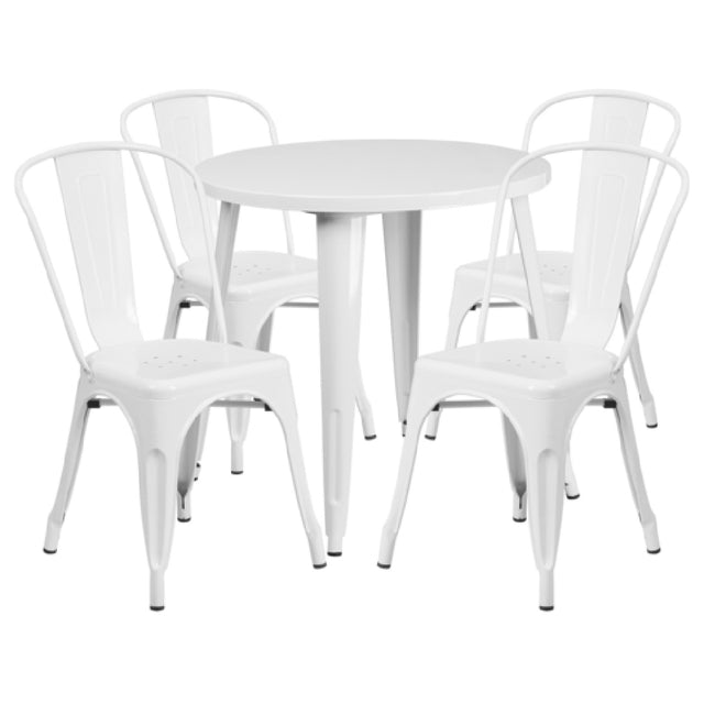 Flash Furniture CH-51090TH-4-18CAFE-WH-GG Table And Chair Set Includes (1) 30" Dia. X 29-1/2"H Table